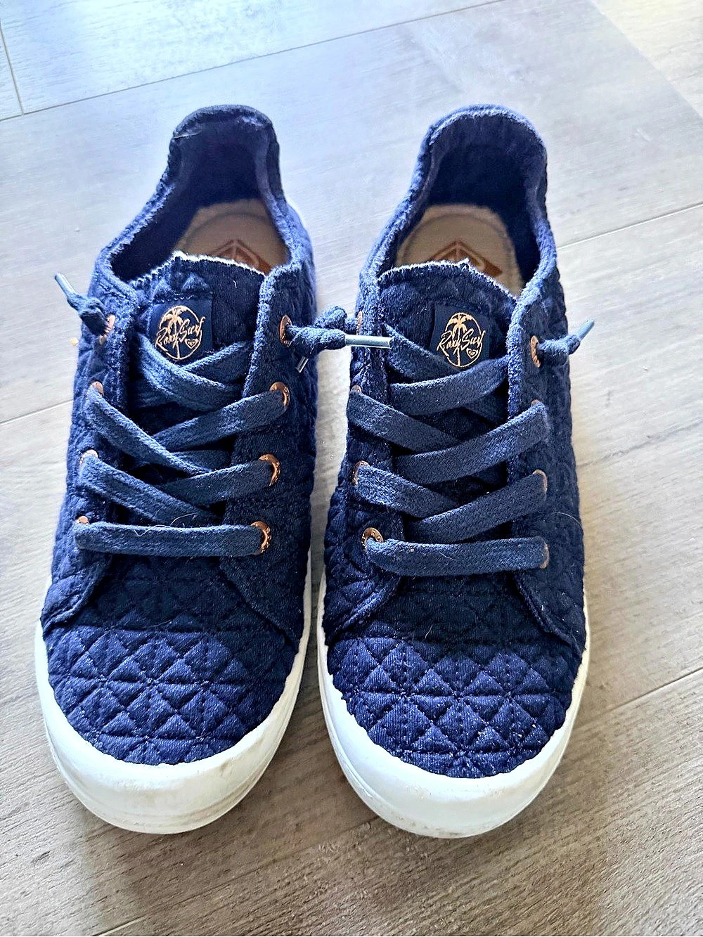 Roxy Quilted Sneakers in Blue & White